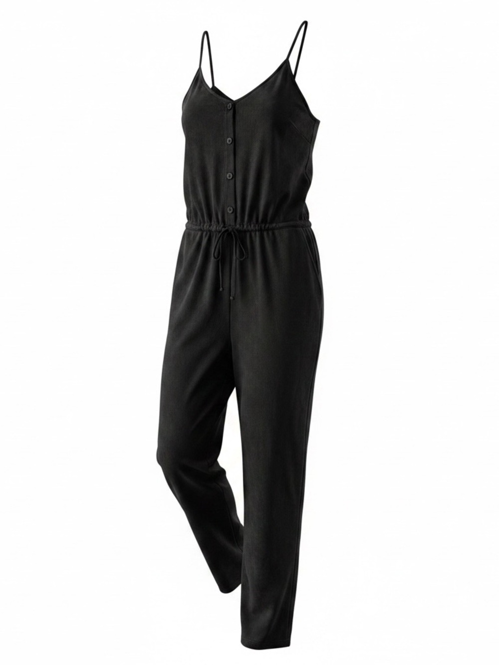 Women’s Black Sleeveless Jumpsuit with Drawstring Waist